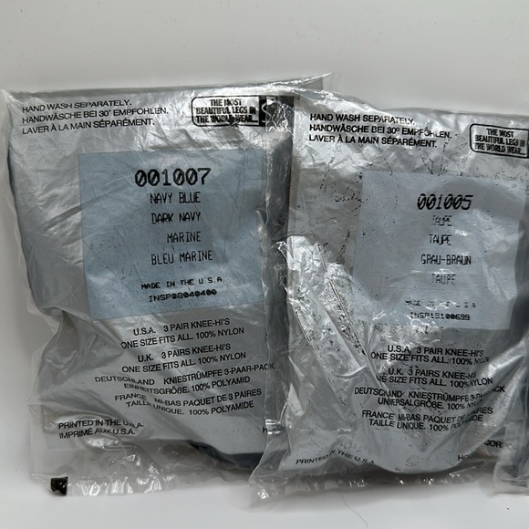 Silkies knee hi’s lot of three bags of nylon knee hi’s blue dark brown color - Picture 6 of 7